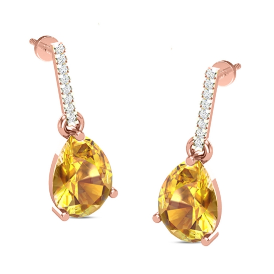 Isabella Citrine Rose Gold Drop Earrings