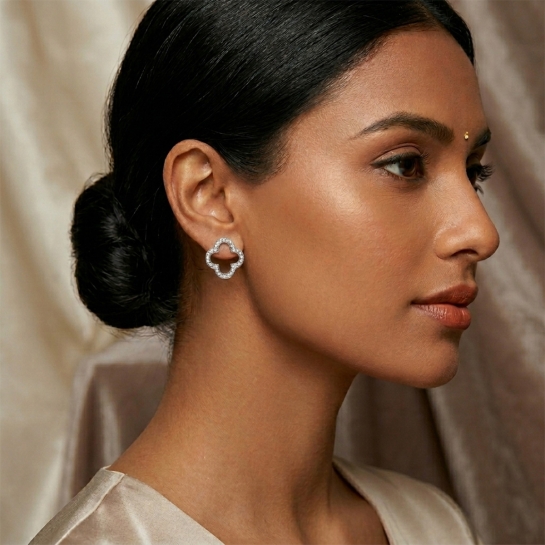 Lumière Clover Diamond Stud Earrings