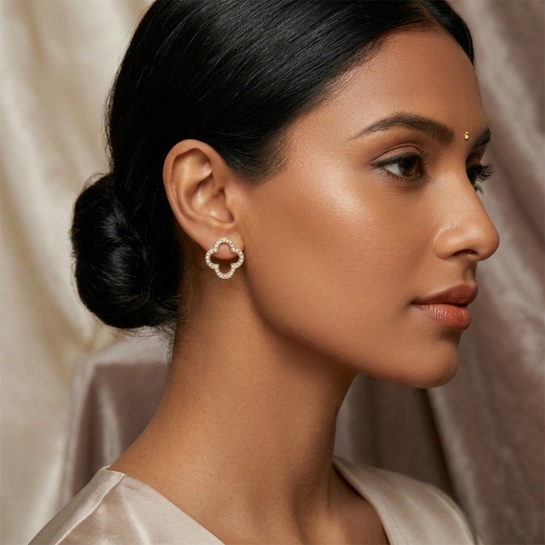 Lumière Clover Diamond Stud Earrings
