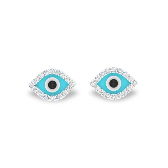 Evil Eye Enamel Diamond  Earrings