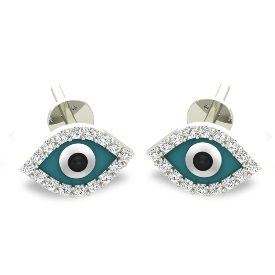 Evil Eye Enamel Diamond  Earrings