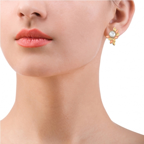 Mayra Gold Stud Earrings Design for daily use 