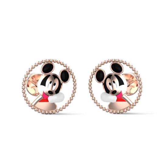 14k Mickey White Gold Kid Earrings