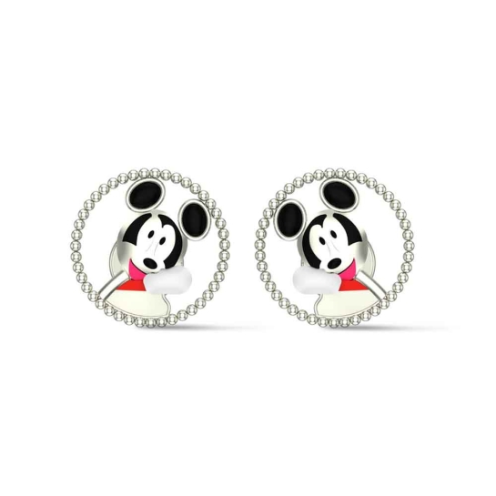 14k Mickey White Gold Kid Earrings