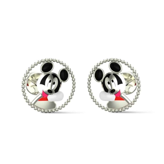 14k Mickey White Gold Kid Earrings