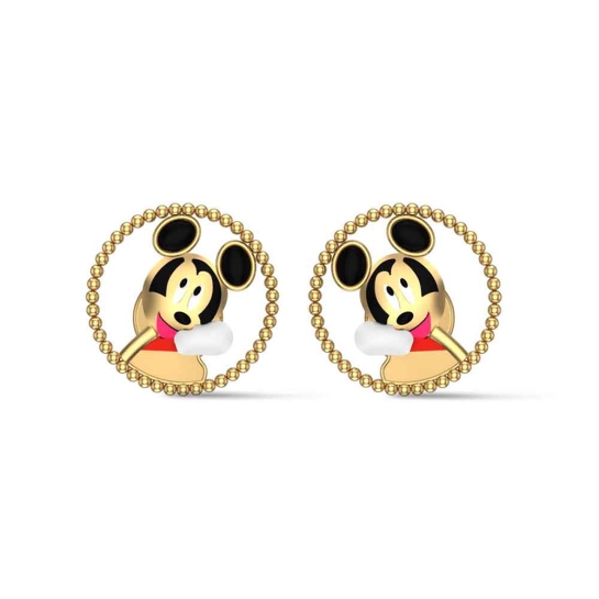 Yellow Gold 14k Mickey Kid Earrings