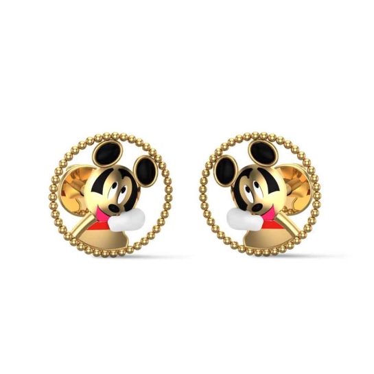 Yellow Gold 14k Mickey Kid Earrings