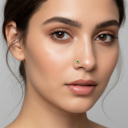 14k/18k Noor-E-Emerald Diamond Nosepin