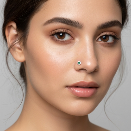 14k/18k Noor-E-Emerald Diamond Nosepin