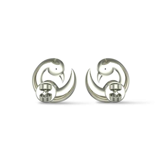 Peacock 18k White Gold Stud Earrings for Kids and girls