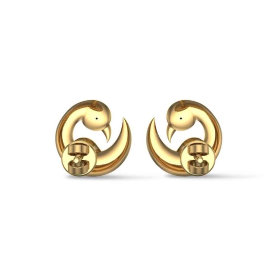 18k Peacock Rose Gold Stud Earrings for Kids and girls