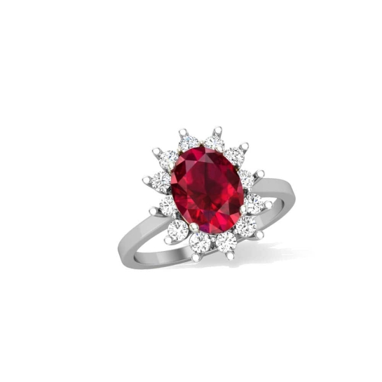 2.20Ct Lab Created Red Ruby Halo Engagement Ring In 14K Rose Gold Plated |  eBay