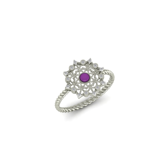 Purple Aura Mandala Ring