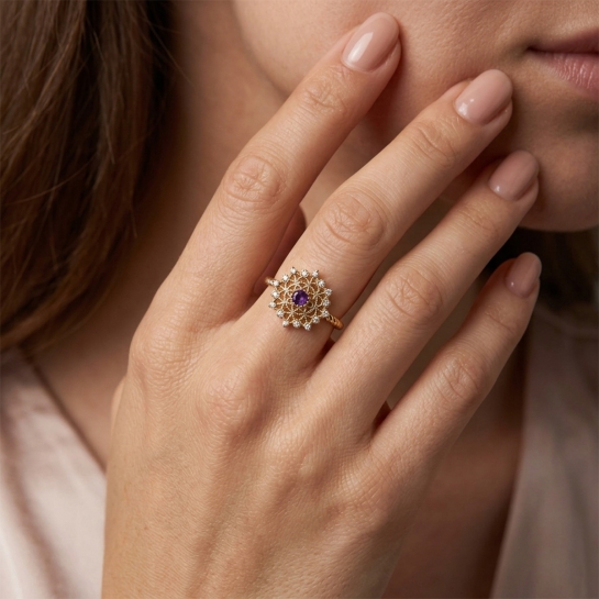 Purple Aura Mandala Ring