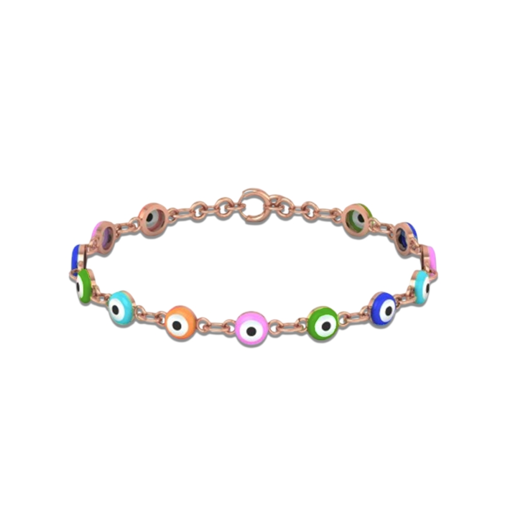 Rainbow Evil Eye Charm Bracelet
