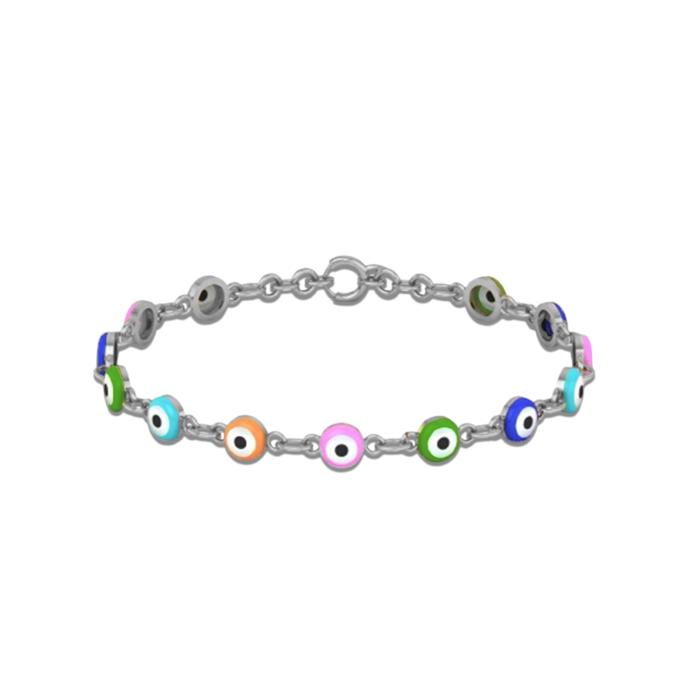Rainbow Evil Eye Charm Bracelet