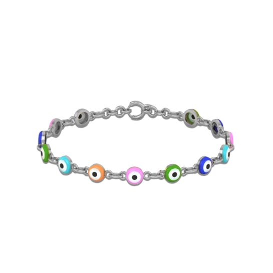 Rainbow Evil Eye Charm Bracelet