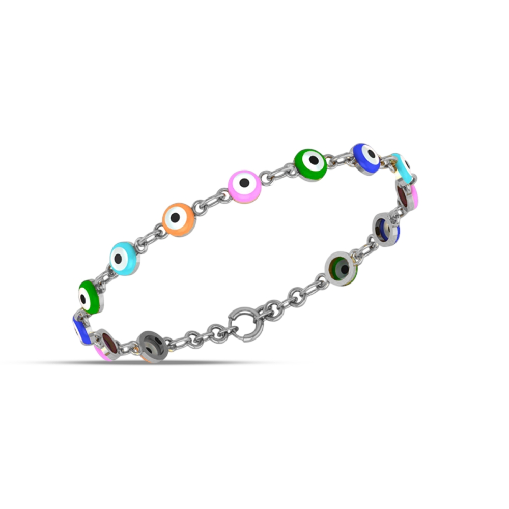 Rainbow Evil Eye Charm Bracelet