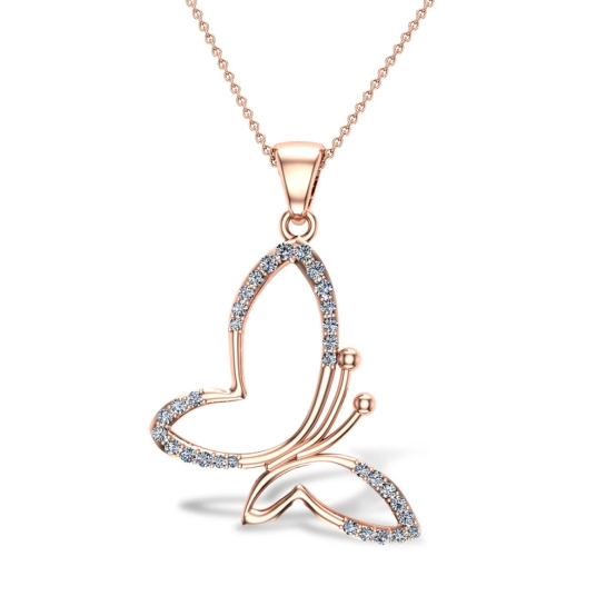 Rose Gold Butterfly Diamond Pendant