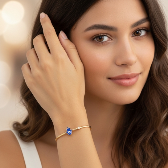 Royal Blue Hamsa Radiant Bangle