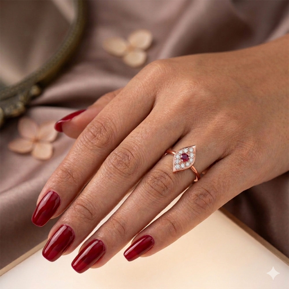Ruby Bloom Leaf Ring
