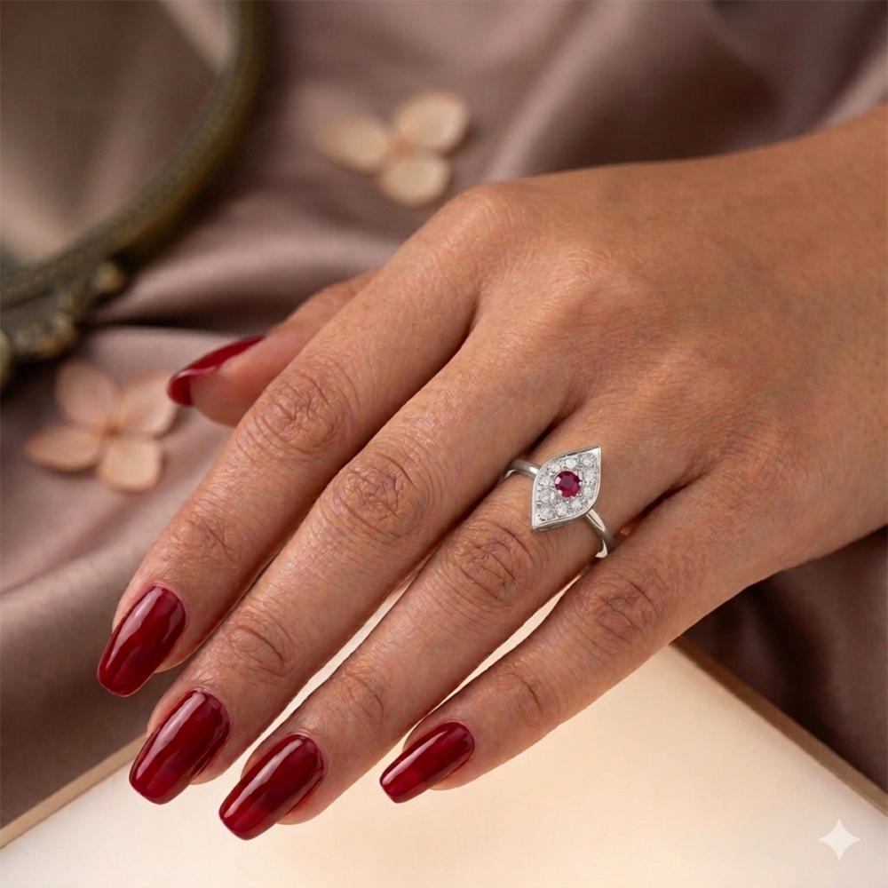 Ruby Bloom Leaf Ring