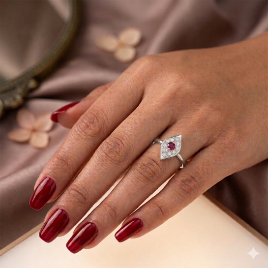 Ruby Bloom Leaf Ring