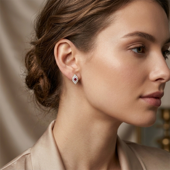 Ruby Bloom Leaf earring