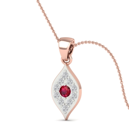 Ruby Bloom Leaf pendant