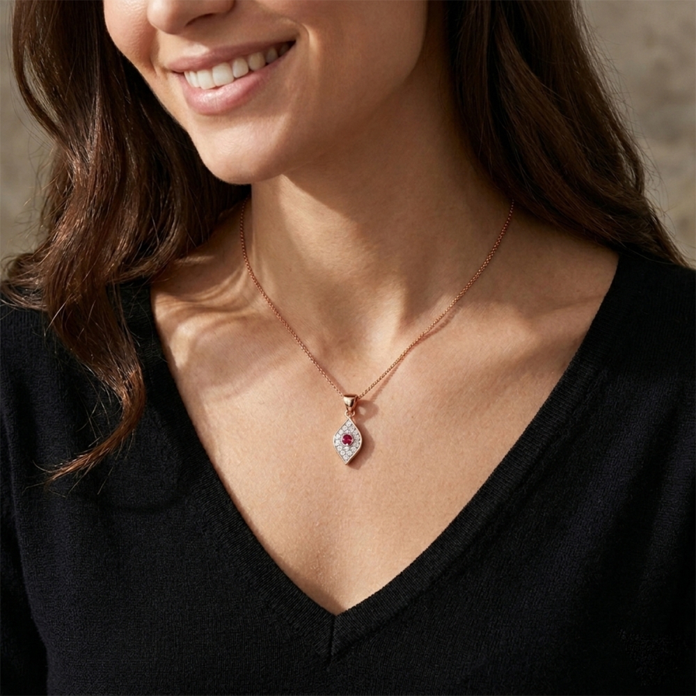 Ruby Bloom Leaf pendant