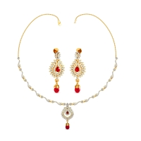 Regal Ruby Drop Necklace Set