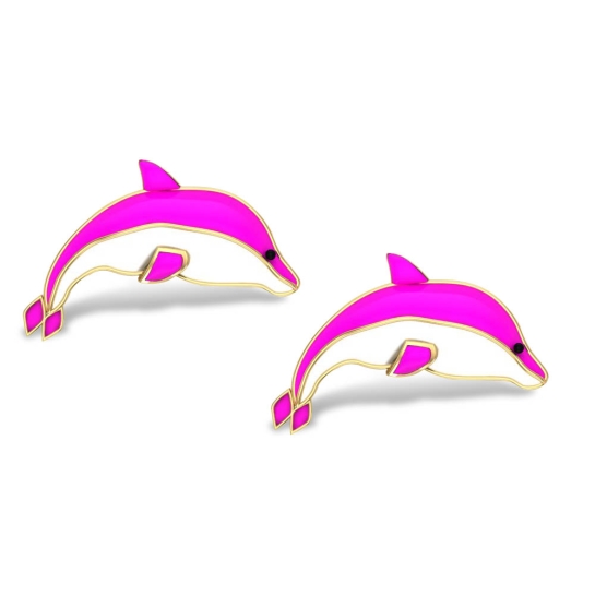 Arley Dolphin Gold Studs Earrings for daily use 
