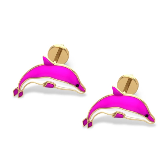 Arley Dolphin Gold Studs Earrings for daily use 