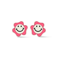 18k Smiley White Gold Stud Earrings for kids and Teen girls