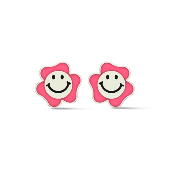 Rose Gold 18k Smile Stud Earrings for kids and Teen girls