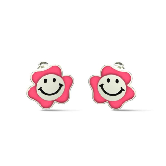 Smile 18k Yellow Gold Stud Earrings for kids and Teen girls