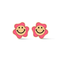 Smile 18k Yellow Gold Stud Earrings for kids and Teen girls