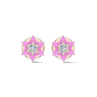 Star 18k Rose Gold Diamond Stud Earrings for Kids and Teen Girls