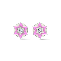 Star 18k White Gold Diamond Stud Earrings for Kids and Teen Girls