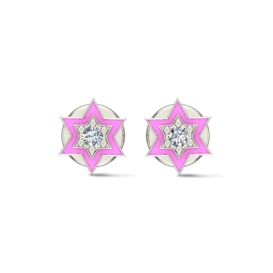 Star 18k Rose Gold Diamond Stud Earrings for Kids and Teen Girls