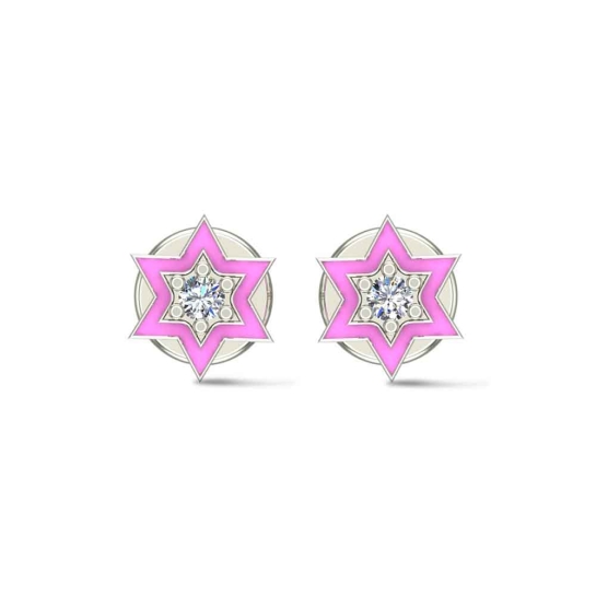 Star 18k White Gold Diamond Stud Earrings for Kids and Teen Girls