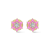 Star 18k Yellow Gold Diamond Stud Earrings for Kids and Teen Girls