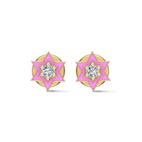 Star 18k White Gold Diamond Stud Earrings for Kids and Teen Girls