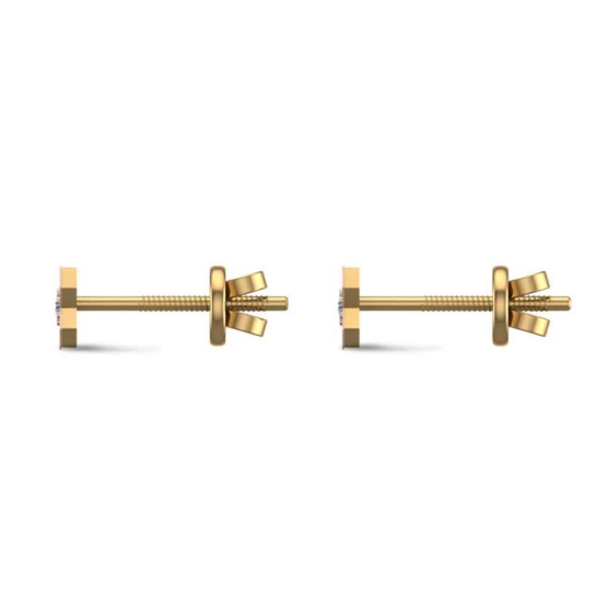 Star 18k Yellow Gold Diamond Stud Earrings for Kids and Teen Girls