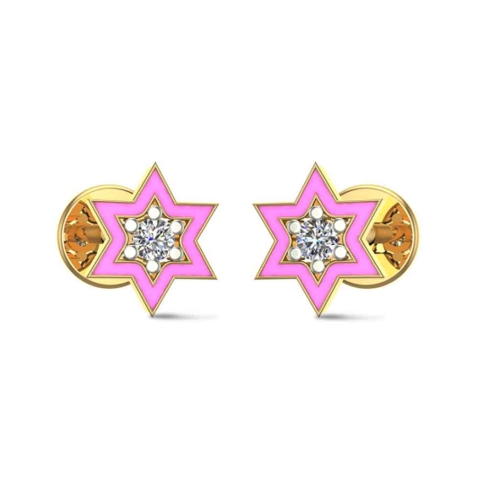 Star 18k White Gold Diamond Stud Earrings for Kids and Teen Girls