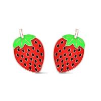 Strawberry Rose Gold Stud Earrings for Kids and Teen Girls