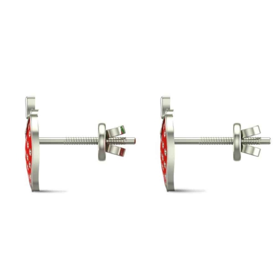 Strawberry White Gold Stud Earrings for Kids and Teen Girls