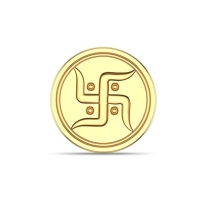 Dishis 24k(999) Yellow Gold Swastik 1 gm Coin