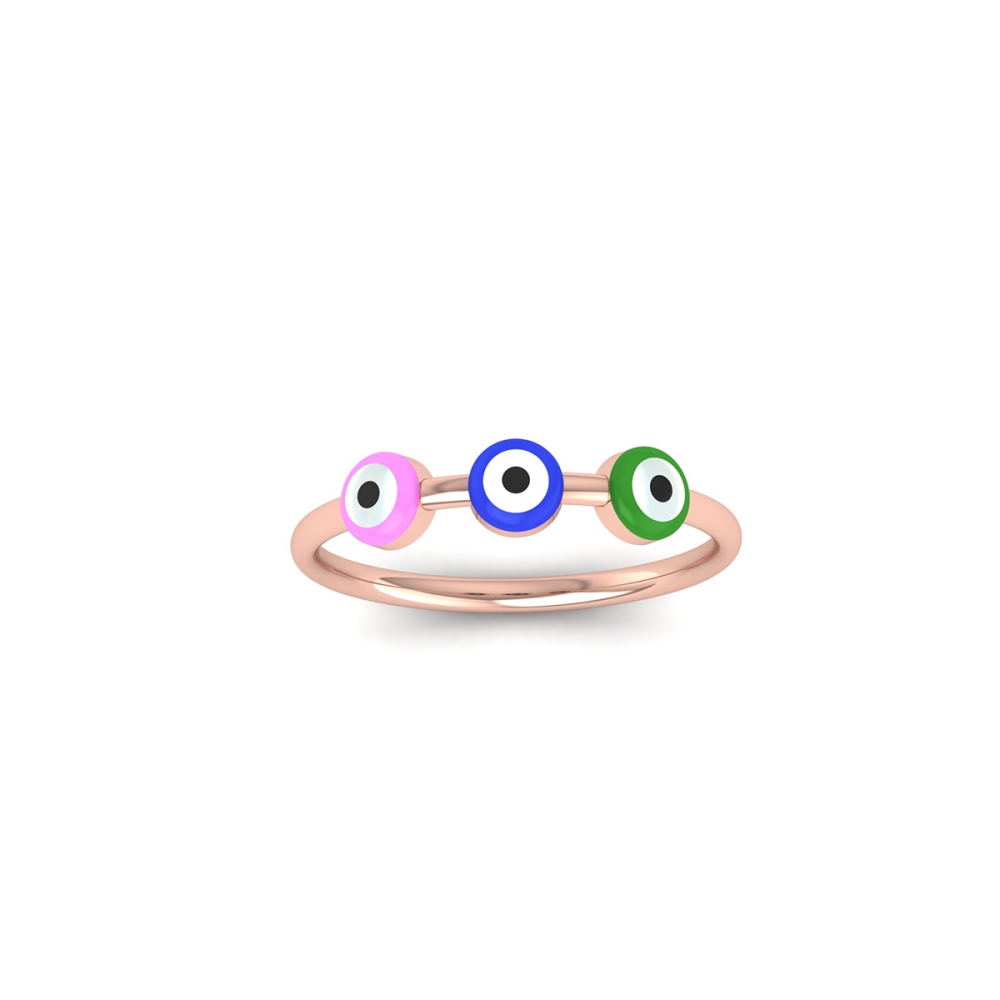Trio Rainbow Evil Eye Gold Ring
