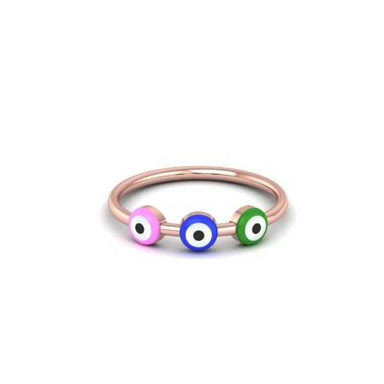 Trio Rainbow Evil Eye Gold Ring